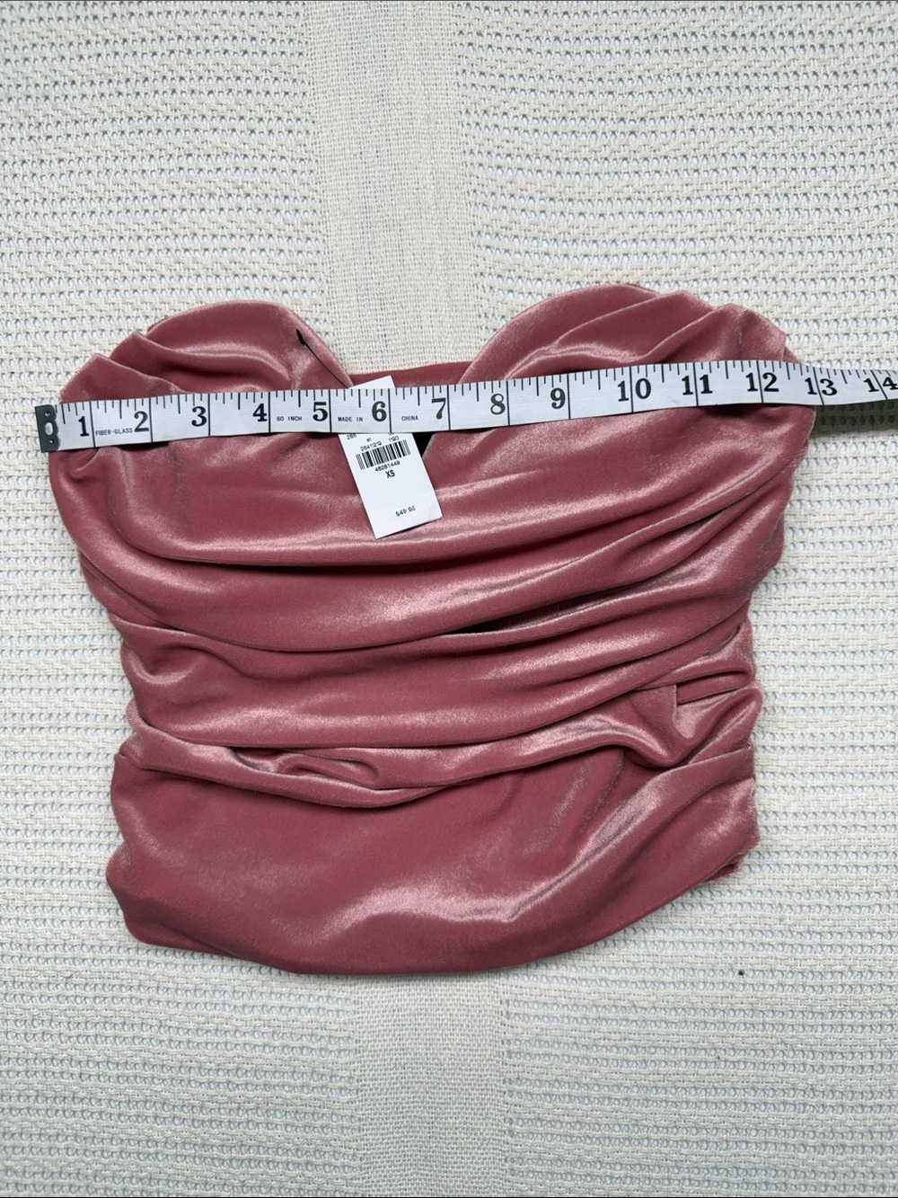 Express Mauve Satin Strapless Ruched Bustier Top - Picture 3 of 5